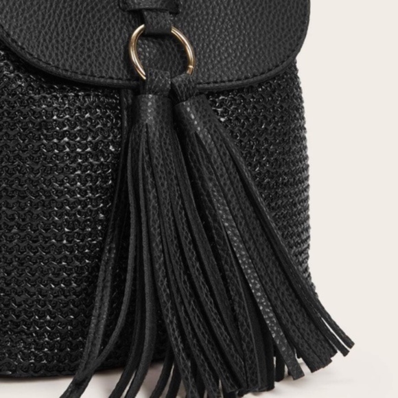 FIONNA Black Straw mini Backpack main image 5